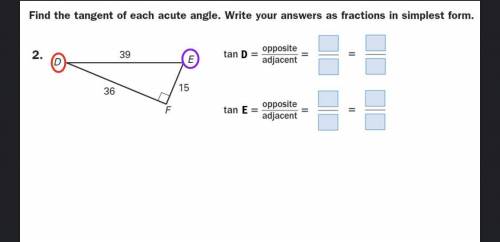 Find the tangent of each acute angle.