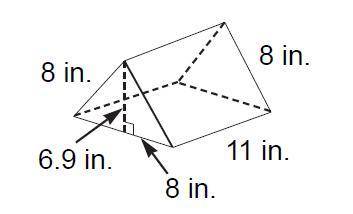 Find the total surface area of the prism pictured.

264.0 square inches
319.2 square inches
55.2 s