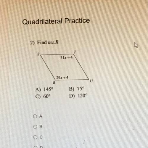 Quadrilateral Practice Test, I’ll give brainliest to the correct answer with explanation