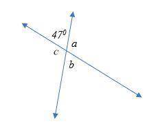 What is the measure of angle b? 47, c, a , b