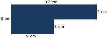What is the area of the object above?

A. 
129 sq cm
B. 
78 sq cm
C. 
105 sq cm
D. 
102 sq cm