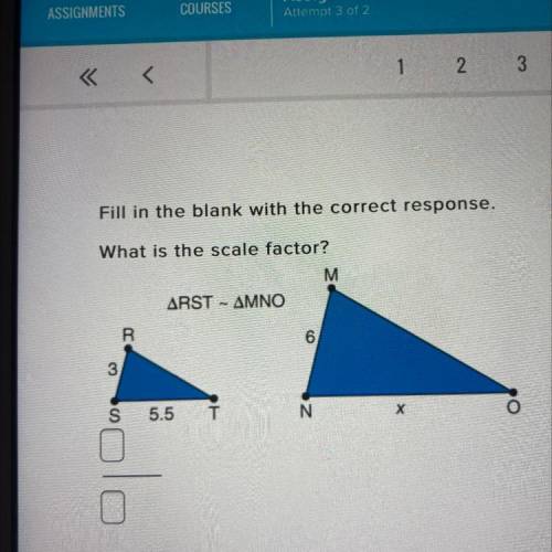 Fill in the blank with the correct response.
What is the scale factor?