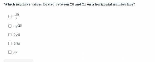 Which two have values located between 20 and 21 on a horizontal number line?