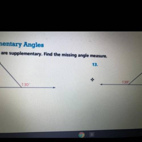 The angle are supplementary find the missing angle measure