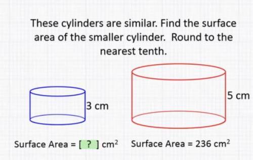 Find the surface area of the smaller cylinder and round it to the nearest tenth