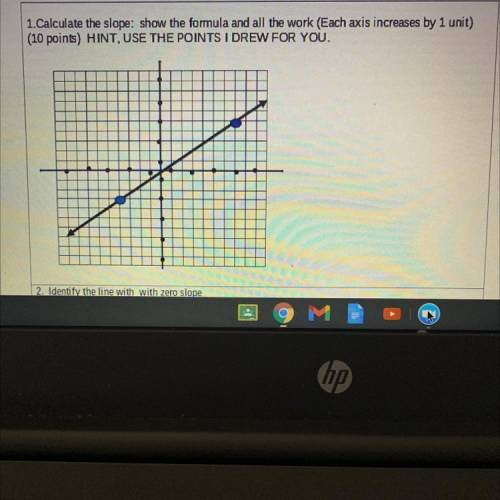 1. Calculate the slope: show the formula and all the work (Each axis increases by 1 unit)