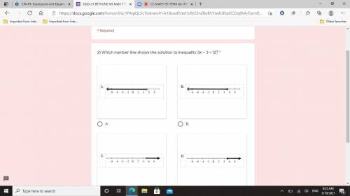 Which number line shows the solution to inequality 3x – 3 < 12?