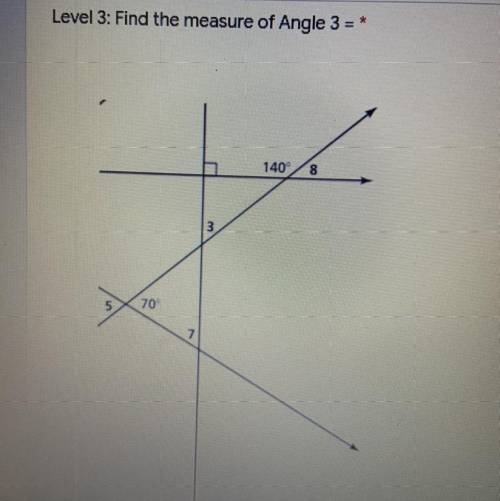 Find the measure of angle 3=
