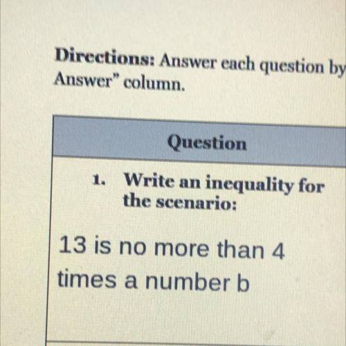 Write an inequality for the seenario