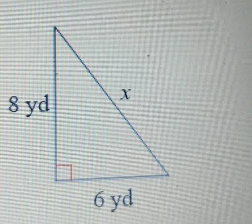 Find the missing side of each triangle. 1) 8 yd 6 yd​