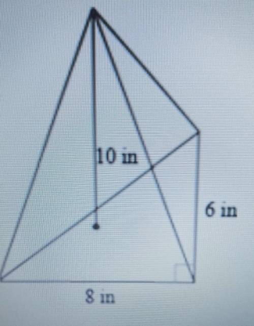 HELP MEFind the volume of this pyramid, its a triangular pyramid.​