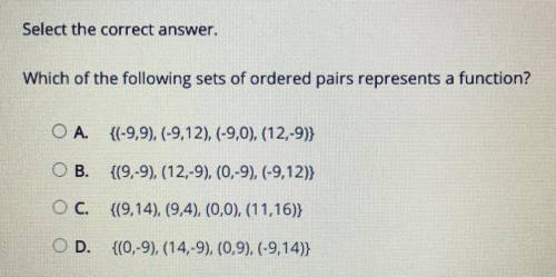 Select the correct answer.

Which of the following sets of ordered pairs represent a function?