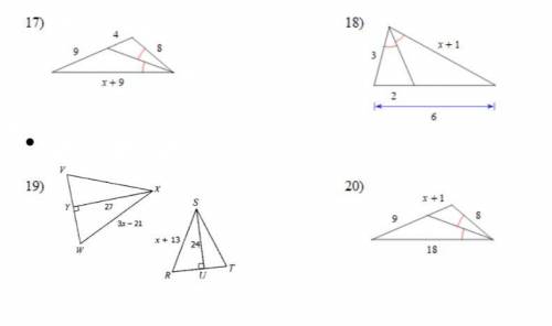 Someone Please help on these questions Please Solve For X. Assume all triangles are similar.