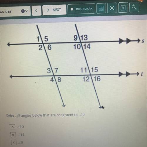 Select all angles below that are congruent to angle 6