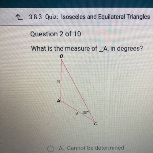 What is the measure of
A
30°
C