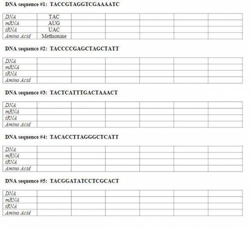 I've been having trouble with this Science Worksheet. i understand how to find DNA and mRNA but I a