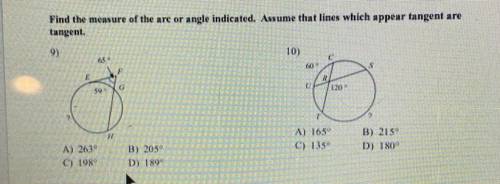Find the measure of the arc or angle indicated