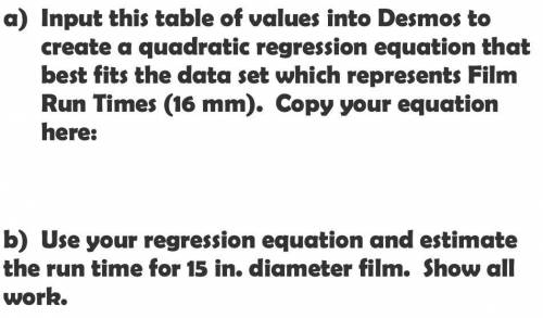 ASAP! Please answer this ASAP! THANK YOU!

a) Input this table of values into Desmos to create a q