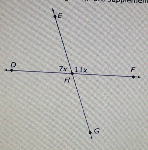Angle DHE and angle EHF are supplementary. What is the measure of angle FHG? (See picture for the a