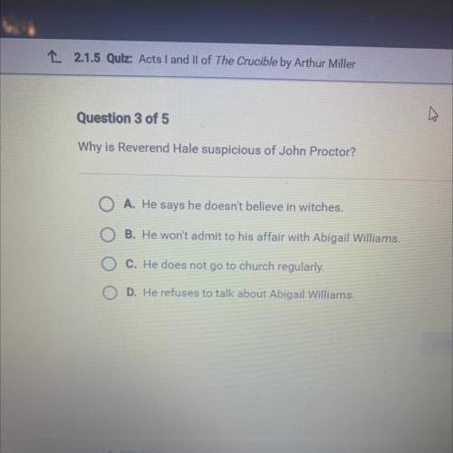 Why is Reverend Hale suspicious of John Proctor?
