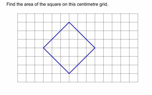 Find the area of the square on this centimetre grid