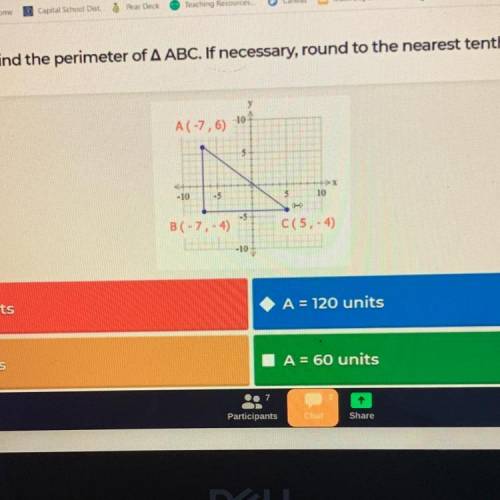 Find the perimeter of A ABC. If necessary, round to the nearest tenth.