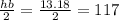 \frac{h b}{2} =\frac{13.18}{2}=117