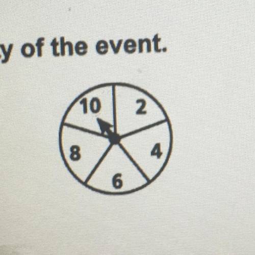 Use the theoretical probability of the event.

Spinning a number greater than 5
DO NOT FKIN COMMEN