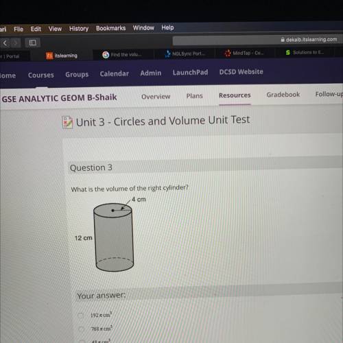 What was the volume of the right cylinder?