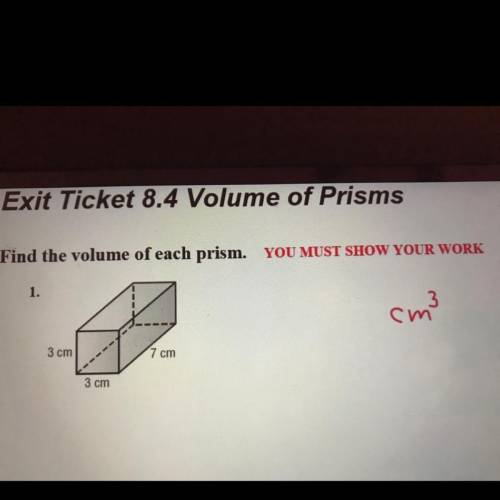 What’s the volume of the prism ?