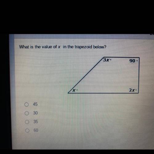 What is the value of x in the trapezoid below