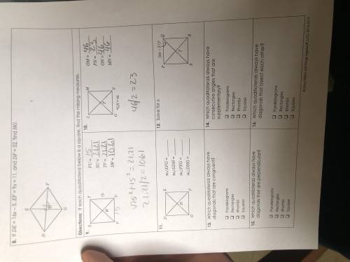 Unit 7 polygons and quadrilaterals hw 5 rhombi and squares I need extreme help