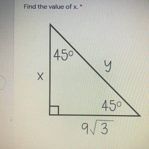 Help please 
Find the value of x. *