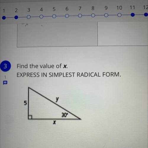 Find the value of x.
EXPRESS IN SIMPLEST RADICAL FORM