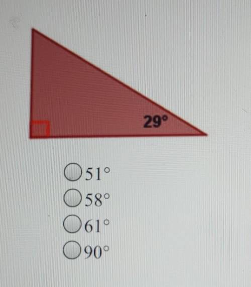 What is the missing degree measure of the third angle of the triangle below? A.51° B.58° C.61° D.90