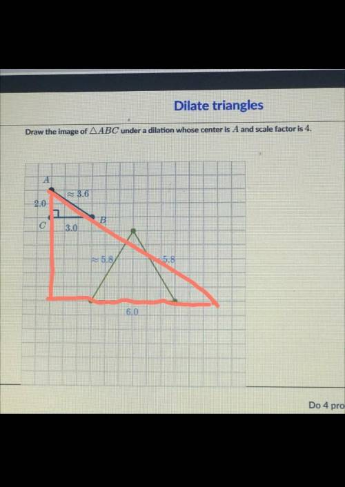 Draw the image of ABC under a dilation