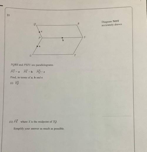 Can anyone help me with this question, thanks!

PQRS and PSTU are parallelograms.
(The picture sho