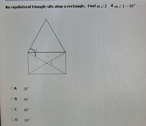 Help please find m<2 if m<1=88°​
