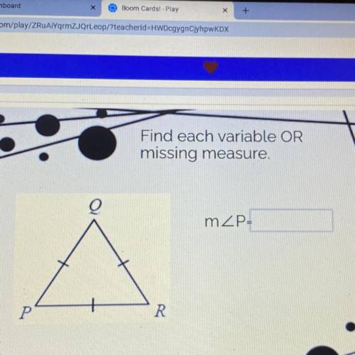 Find each missing variable OR missing measure. QPR. m