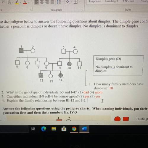 Explain the family relationship between III-12 and 1-2.
