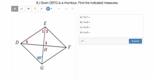 Given DEFG is a rhombus. Find the indicated measures.