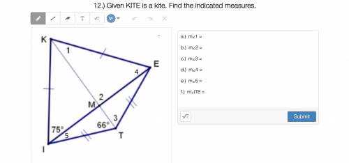 Given KITE is a kite. Find the indicated measures.