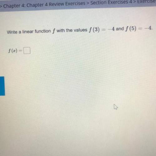 Write a linear function with the values
