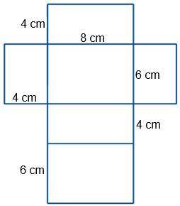 The net of a rectangular prism is shown below. What is the total surface area of the prism in squar
