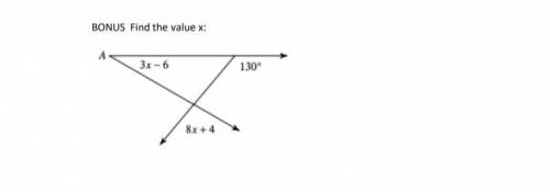 Pls help this is due today ! Find the value x: