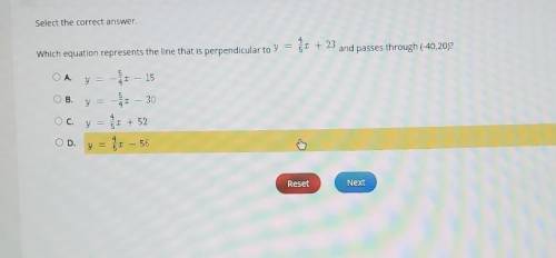 Select the correct answer.

Which equation represents the line that is perpendicular to y+ + 23 an