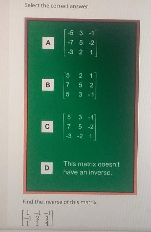 Find the inverse of this matrix.​