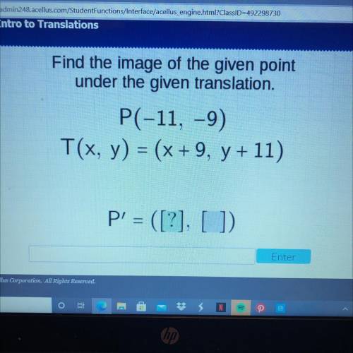 Find the image of the given point
under the given translation.