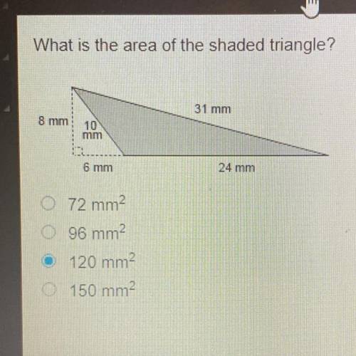 What is the area of the shaded triangular section?