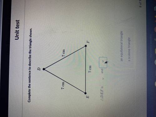 Complete the sentence to describe the triangle shown

DEF is 
A. Acute triangle 
B. Obtuse triangl